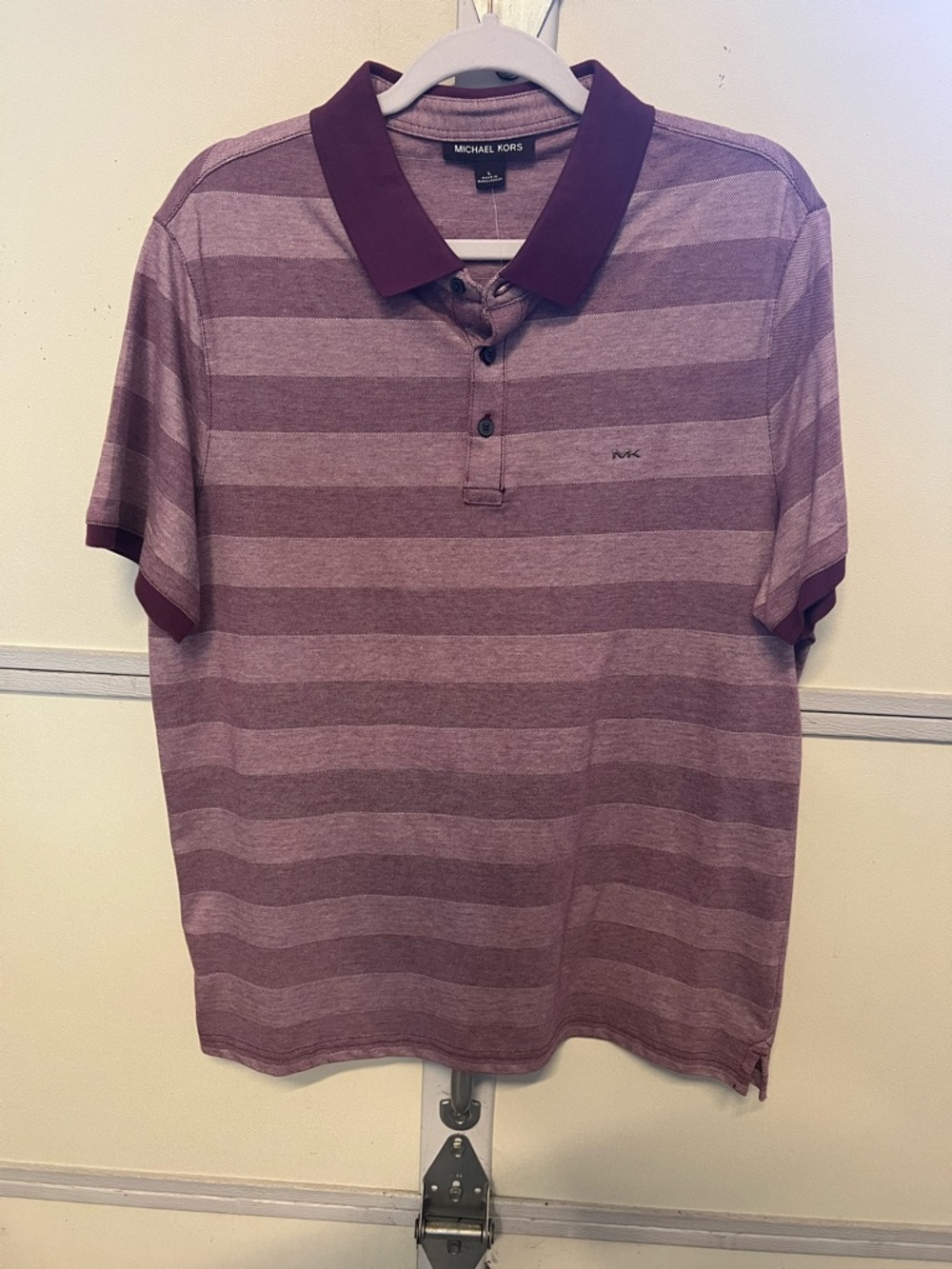 Michael Kors Men’s Striped Polo - Plum/Burgundy